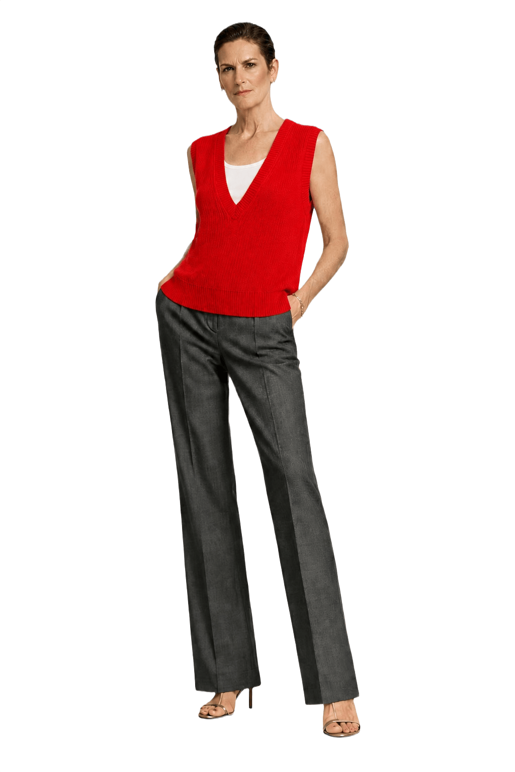 1990s Red Cotton Sweater - Model