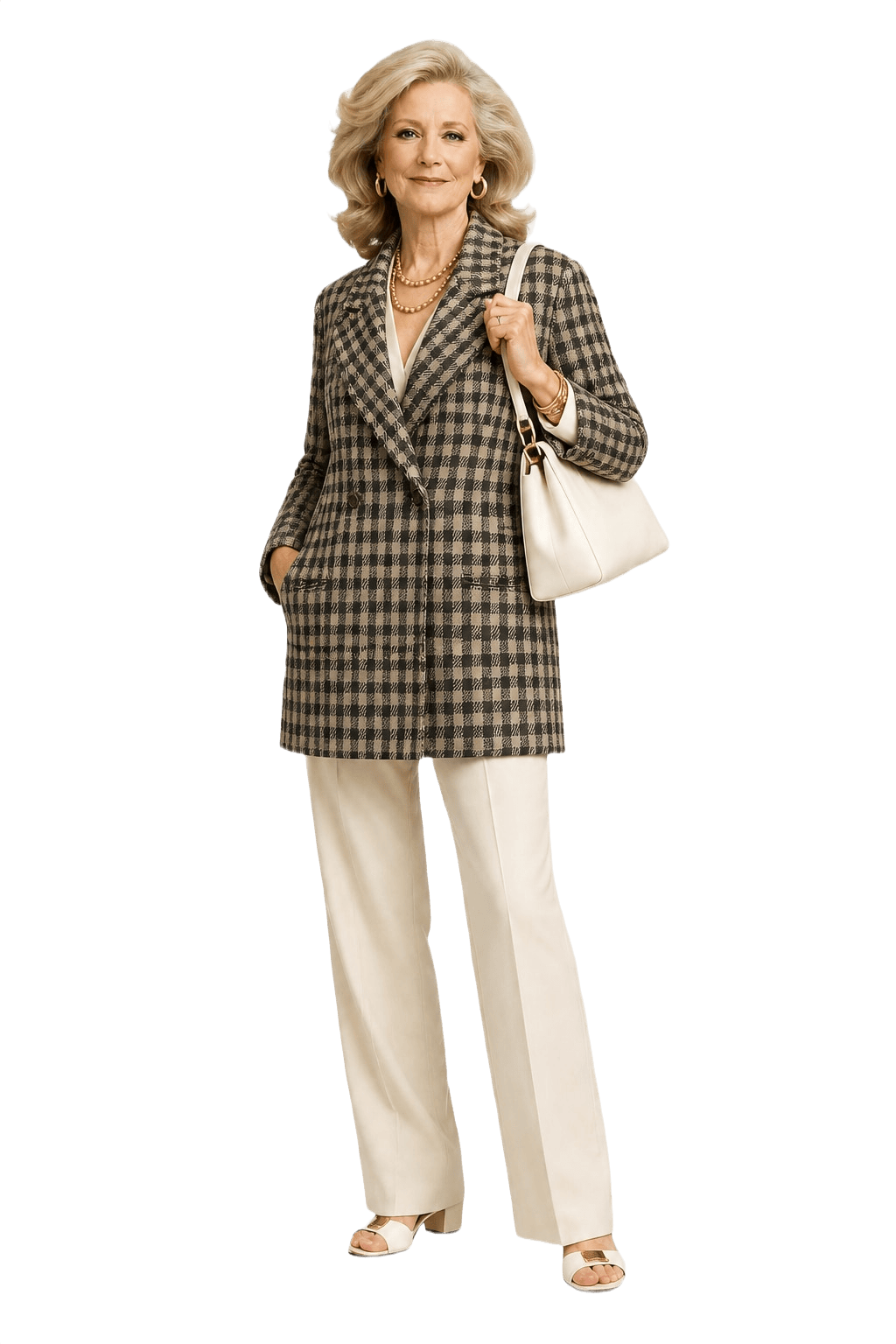 1970s Black and White Wool Blazer - Model