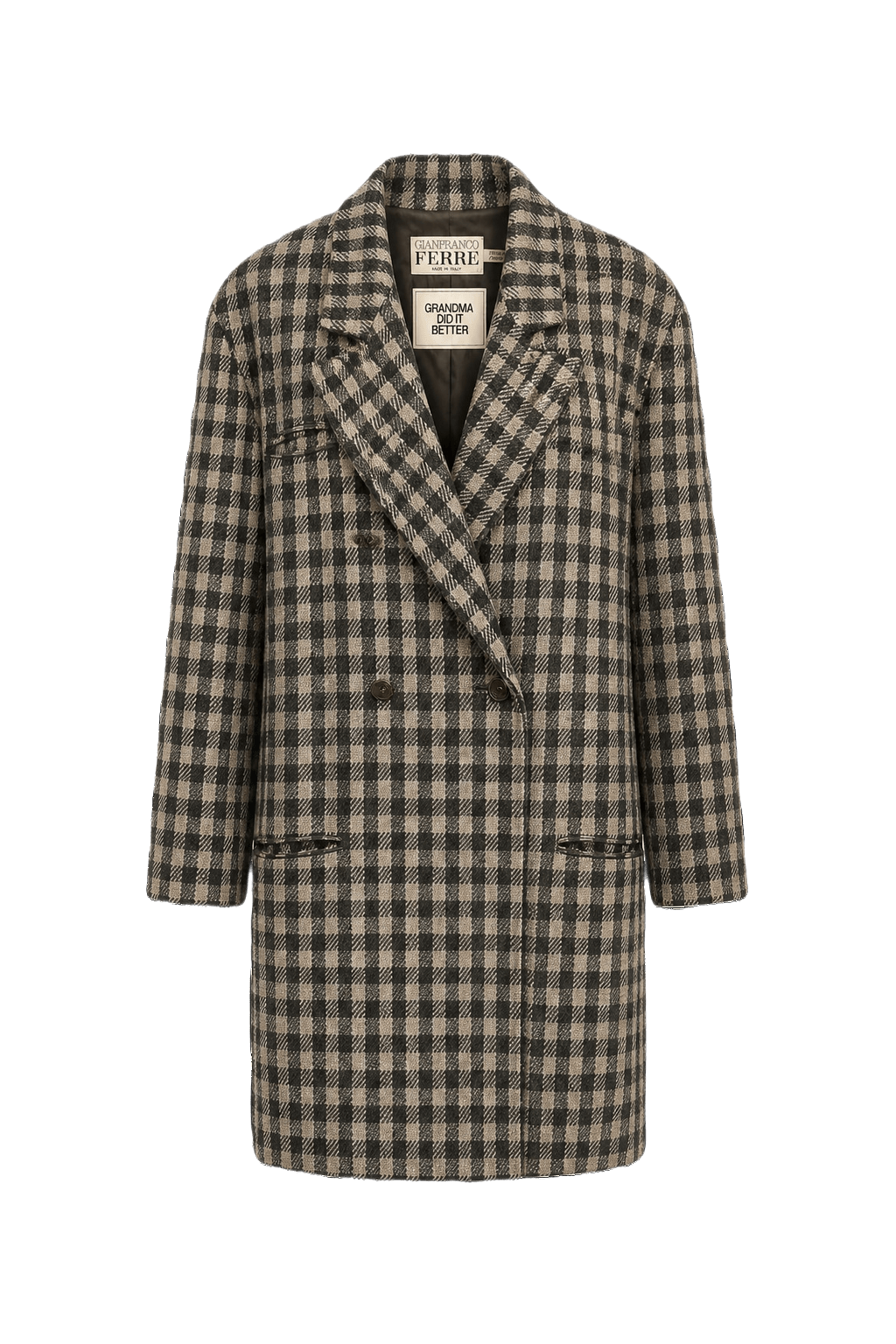 1970s Black and White Wool Blazer - Front View