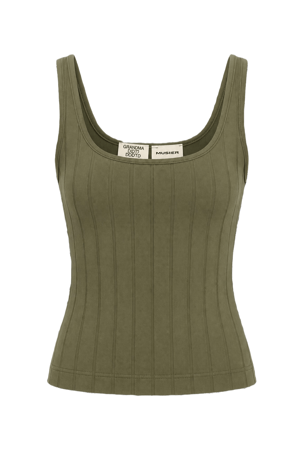 1990s Olive Green Cotton Tank Top - Front View