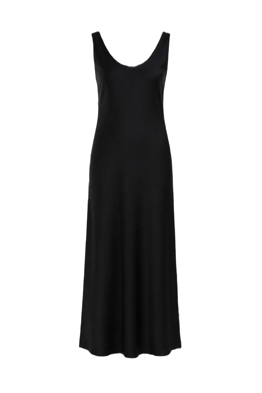 2000s Black Silk Slip Dress - Front View