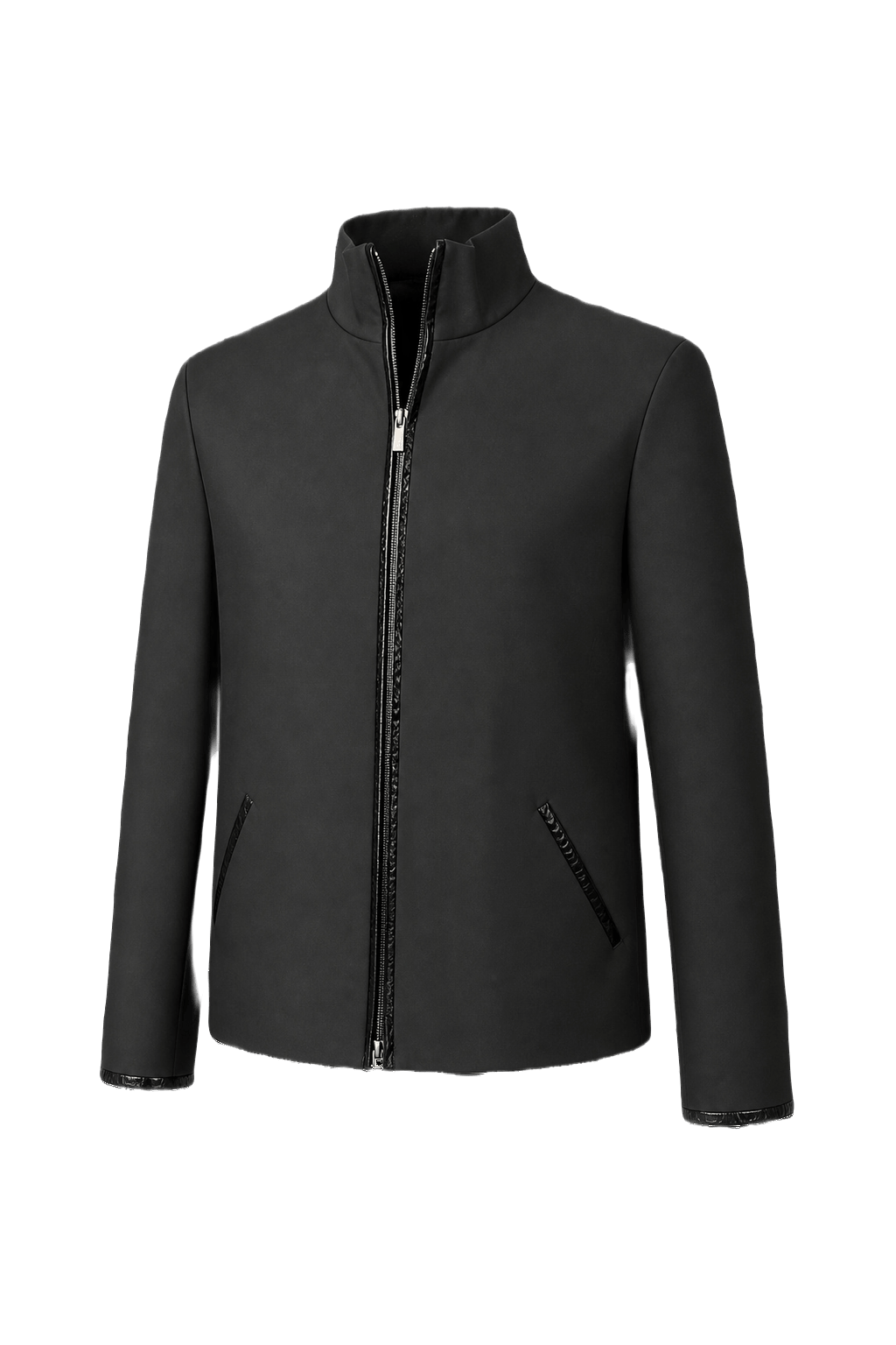 1990s Black Synthetic Blend Jacket - Front View