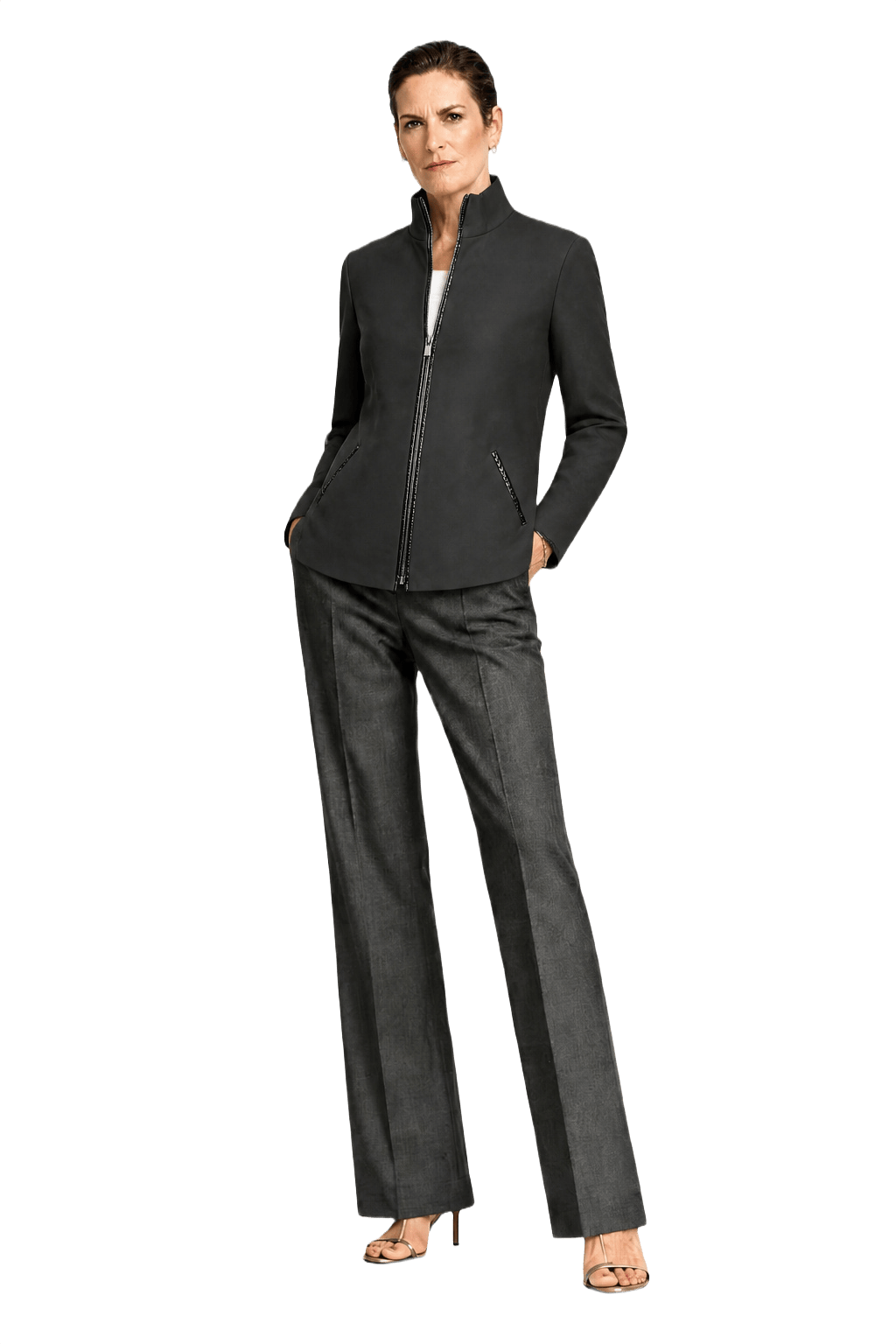 1990s Black Synthetic Blend Jacket - Model