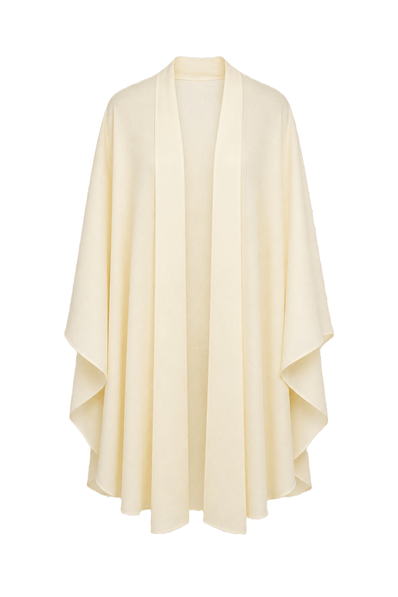 1990s Cream Polyester Cape - Front View