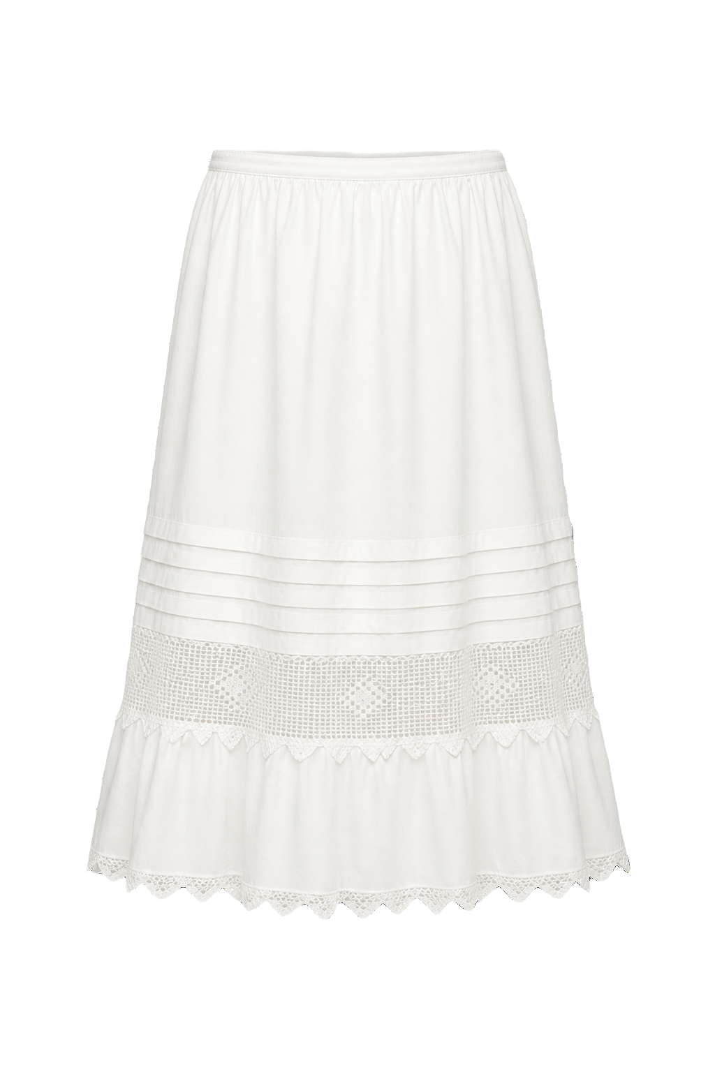1950s Cream White Cotton Skirt - Front View