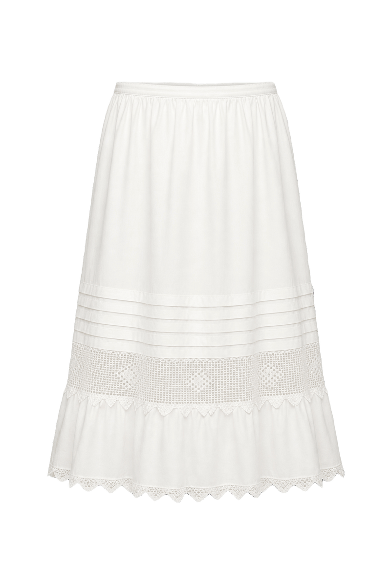 1950s Cream White Cotton Skirt - Front View