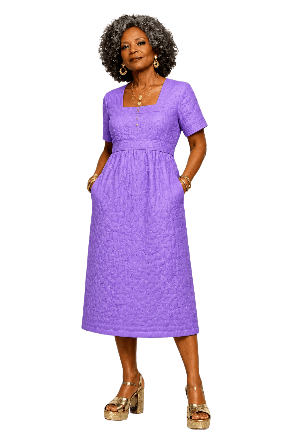 1980s Purple Synthetic Blend Dress - Model