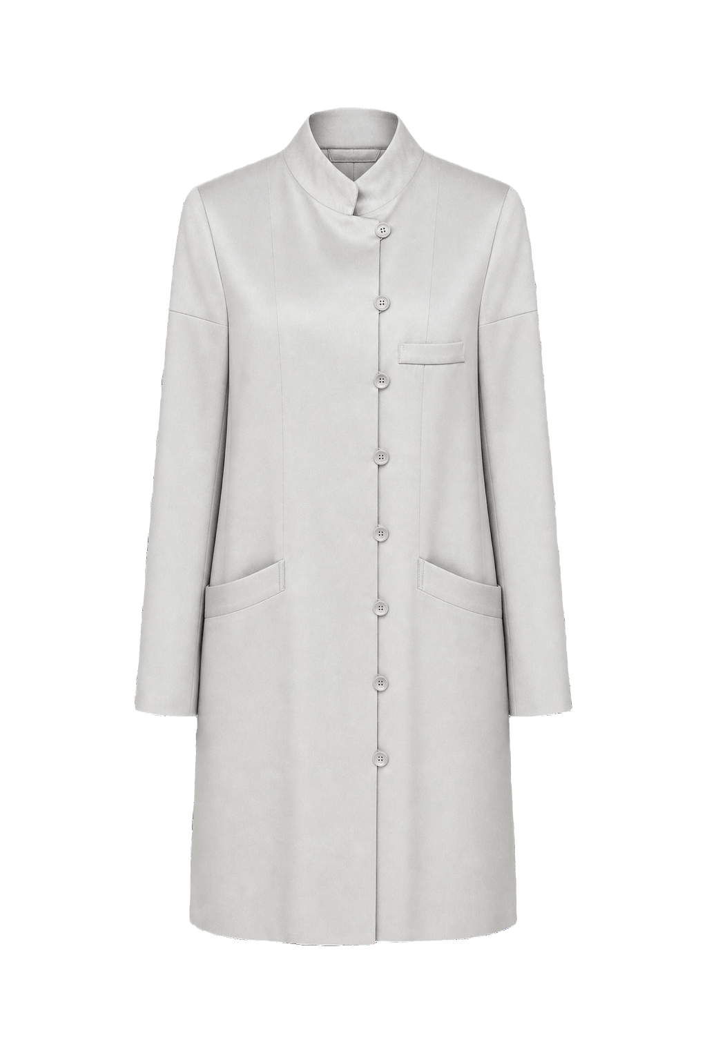 1960s Silver Synthetic Blend Coat - Front View