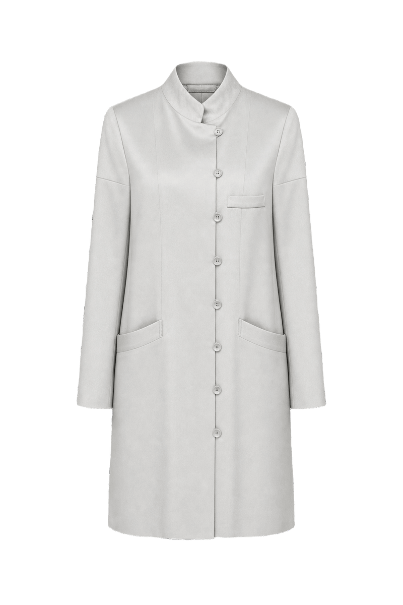 1960s Silver Synthetic Blend Coat - Front View