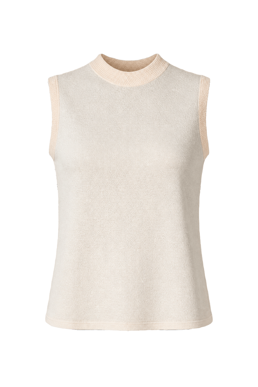 1960s Cream White Synthetic Blend Sleeveless Top - Front View