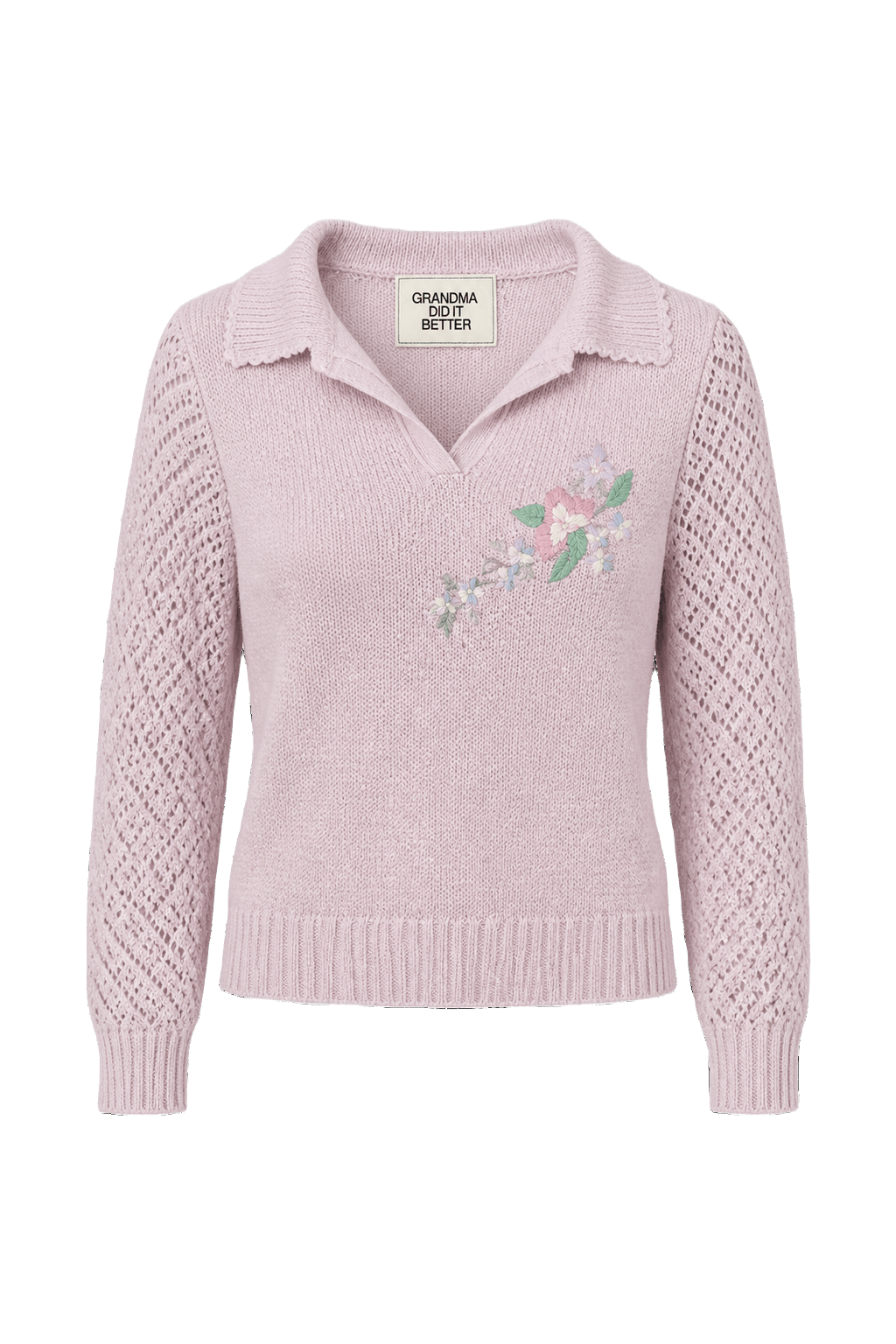 1970s Light Pink Cotton Blend Sweater - Front View