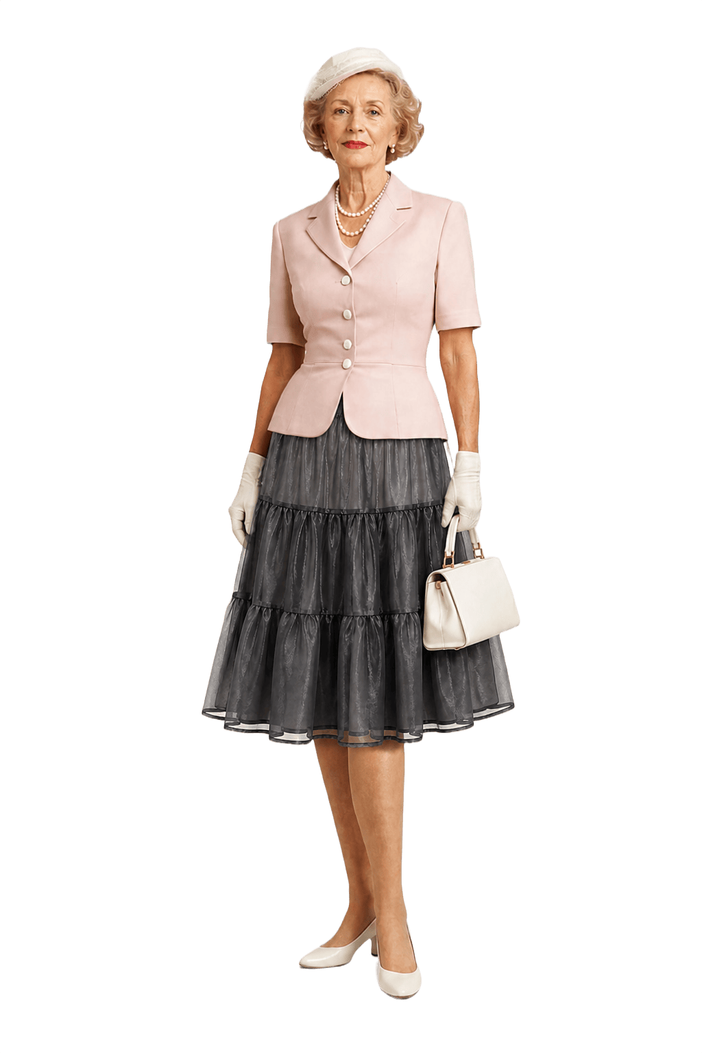 1950s Black Sheer Synthetic Skirt - Model