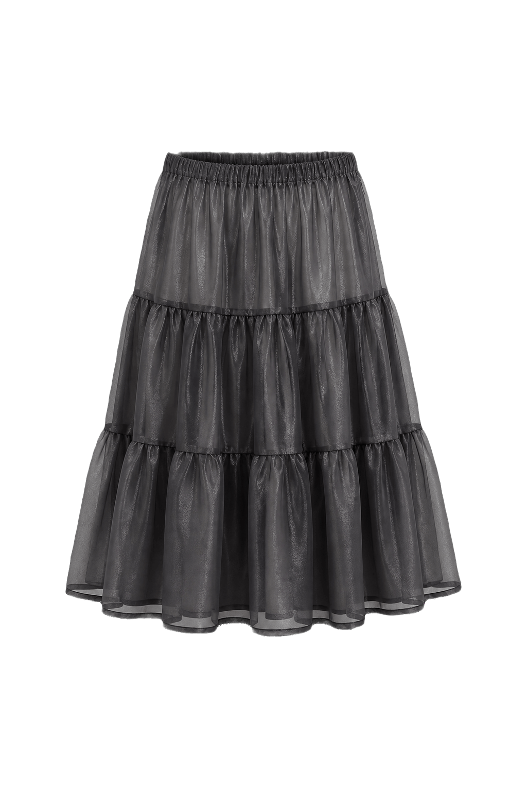 1950s Black Sheer Synthetic Skirt - Front View