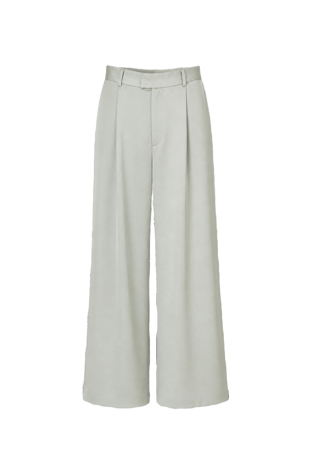 1990s Light Sage Green Silk Blend Wide-Leg Pants - Front View