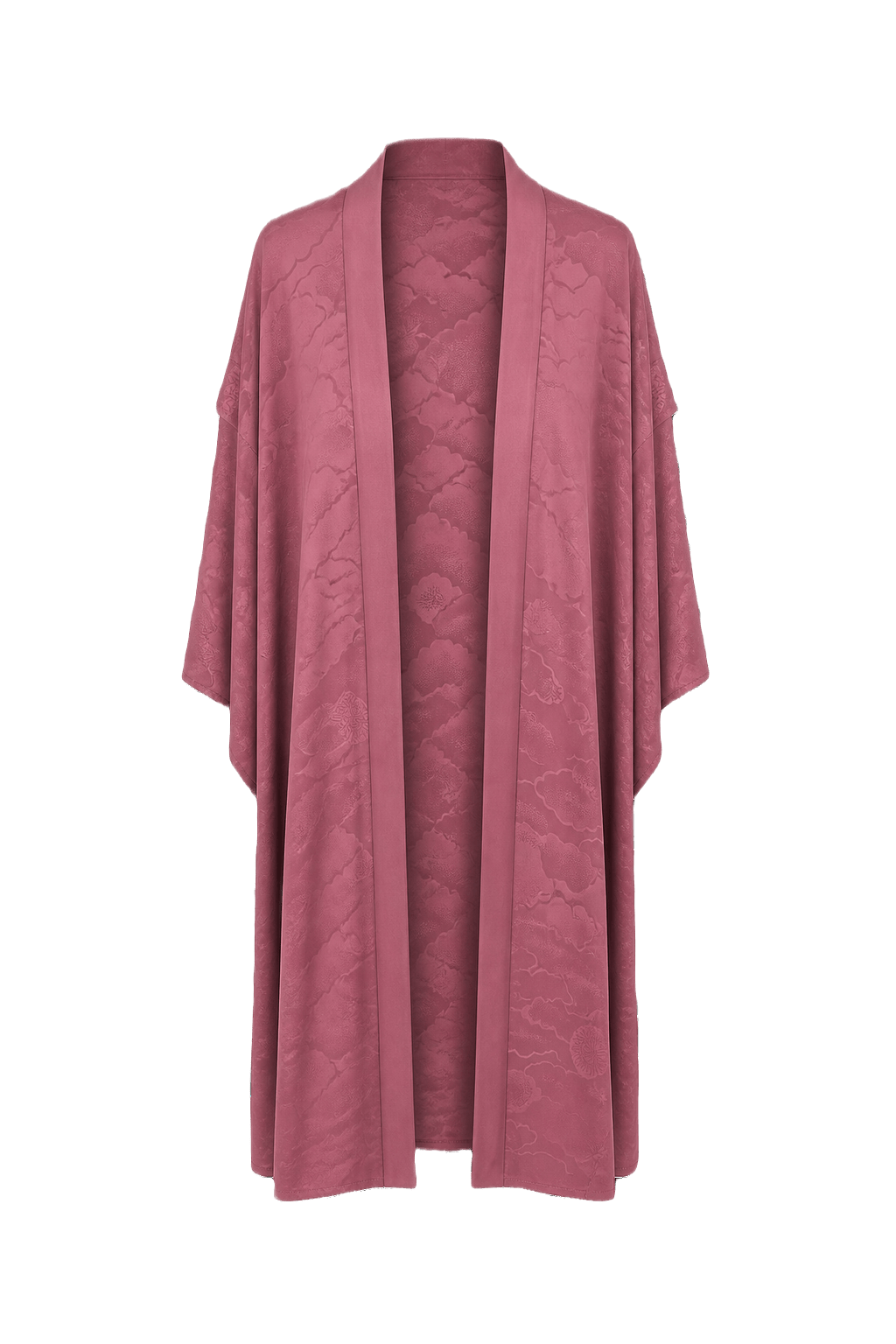 1970s Dusty Rose Pink Synthetic Blend Kimono - Front View