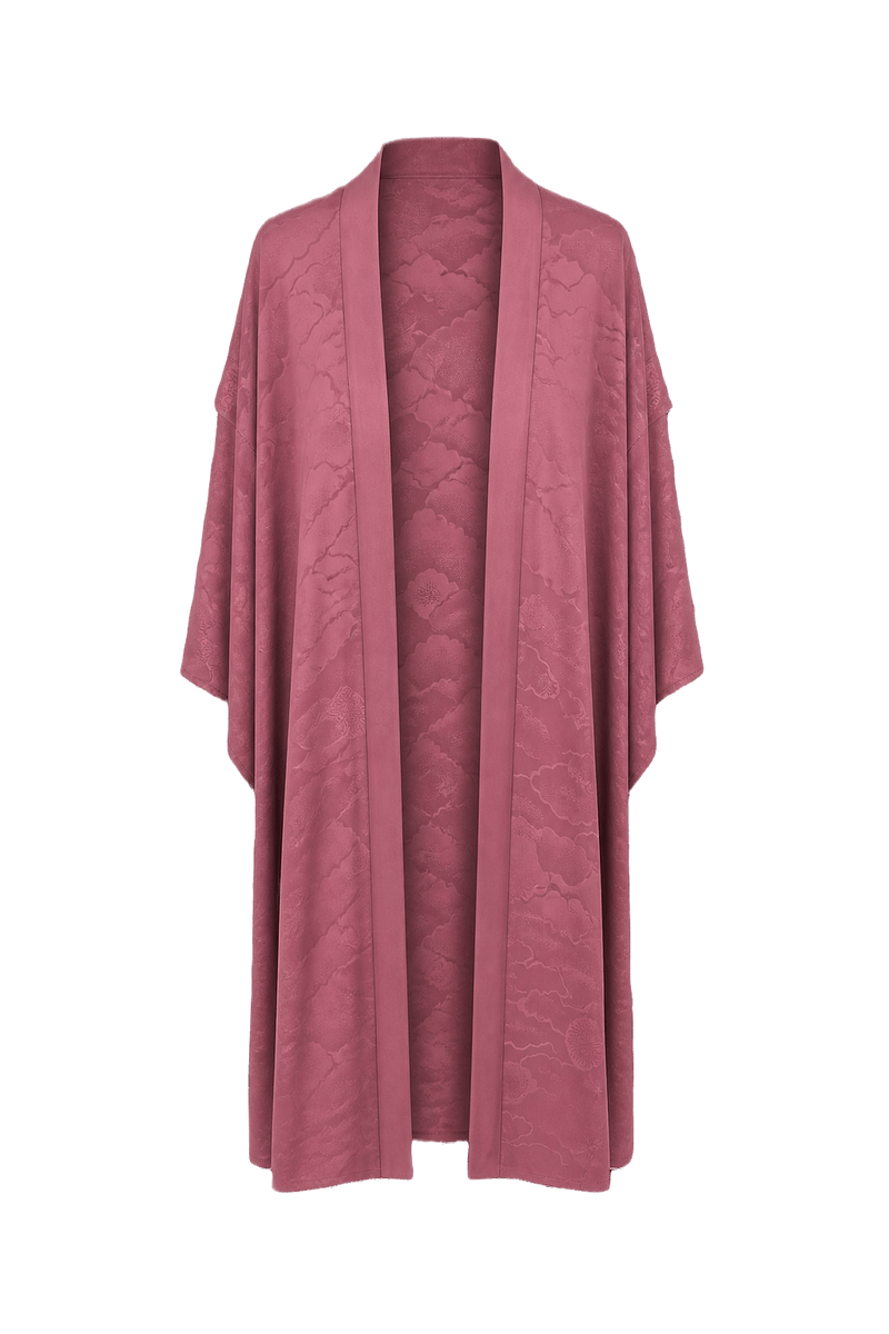 1970s Dusty Rose Pink Synthetic Blend Kimono - Front View