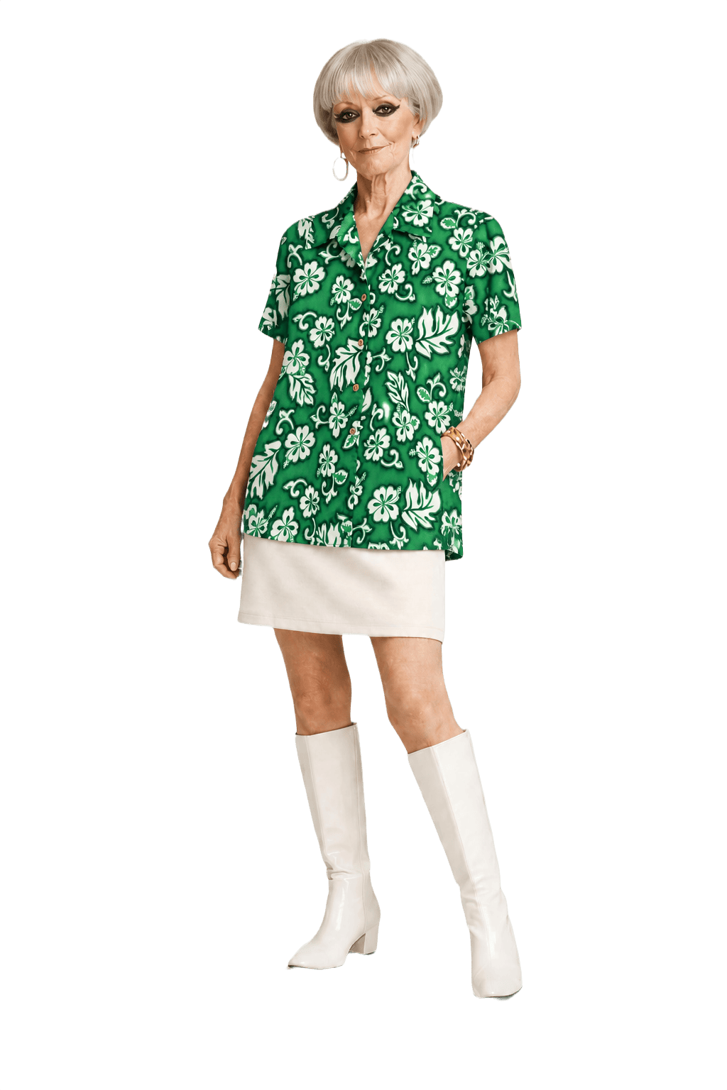 1980s Green Synthetic Shirt - Model