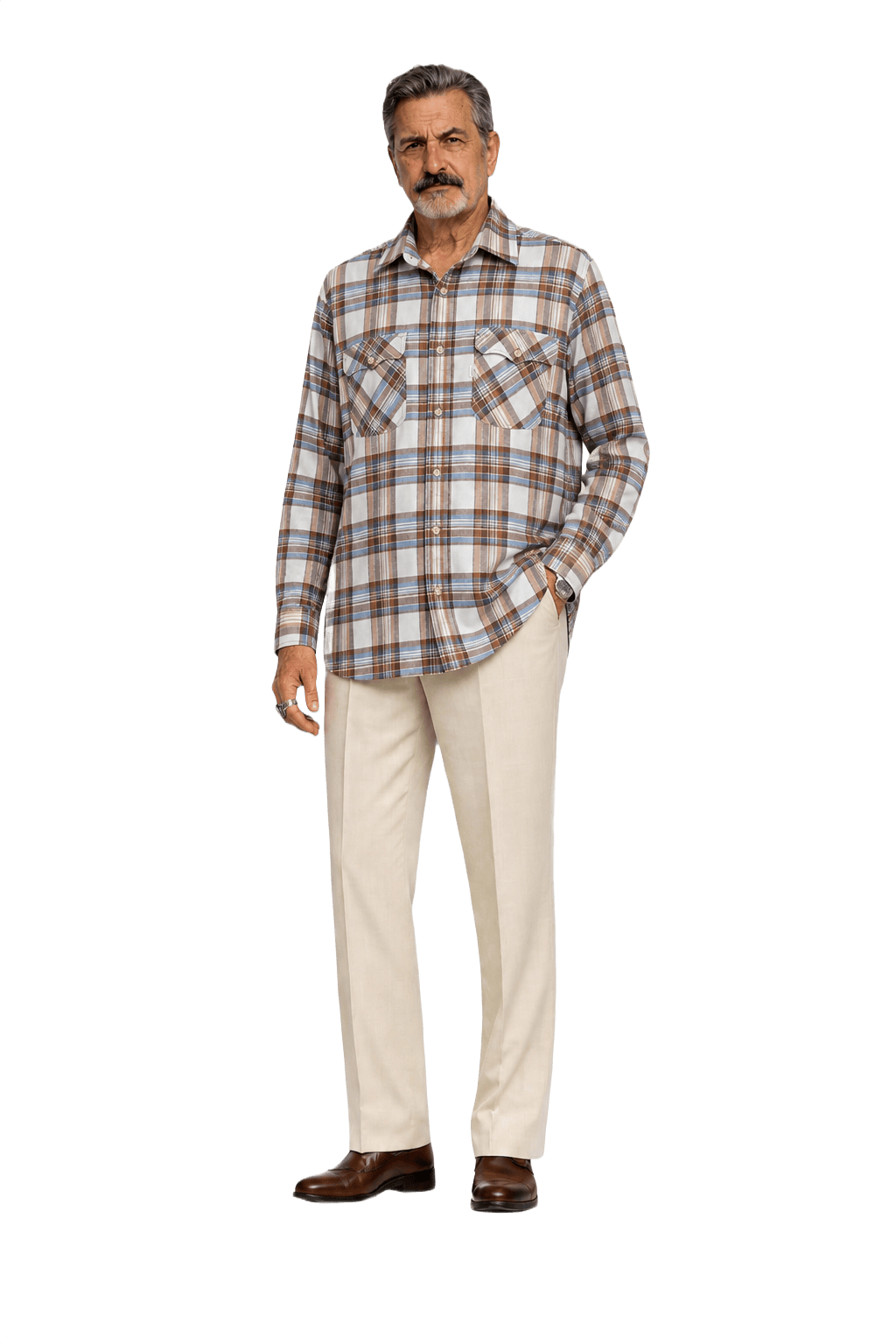 1980s Brown Cotton Shirt - Model