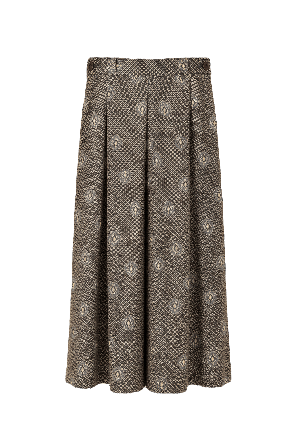 1970s Brown Silk Blend Culottes - Front View