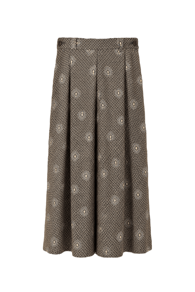 1970s Brown Silk Blend Culottes - Front View