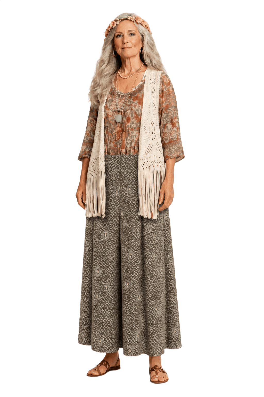 1970s Brown Silk Blend Culottes - Model