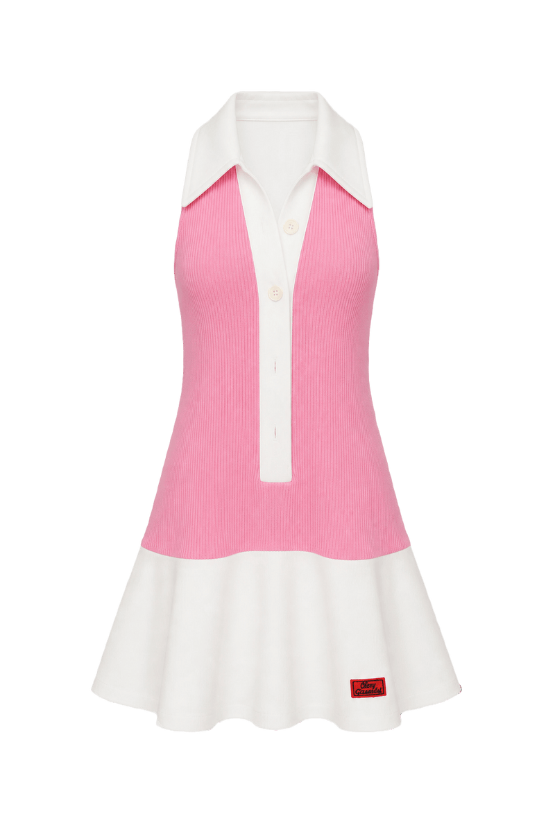 1970s Pink Synthetic Blend Dress - Front View