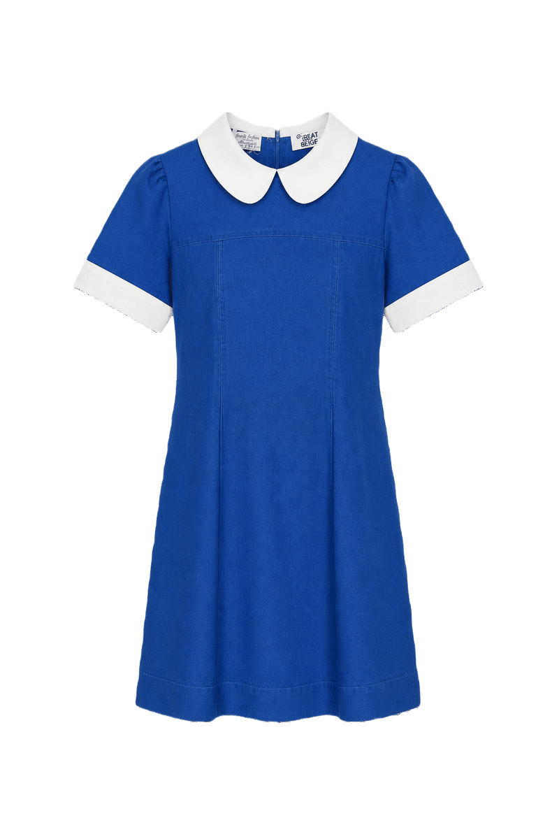 1960s Blue Cotton Dress - Front View