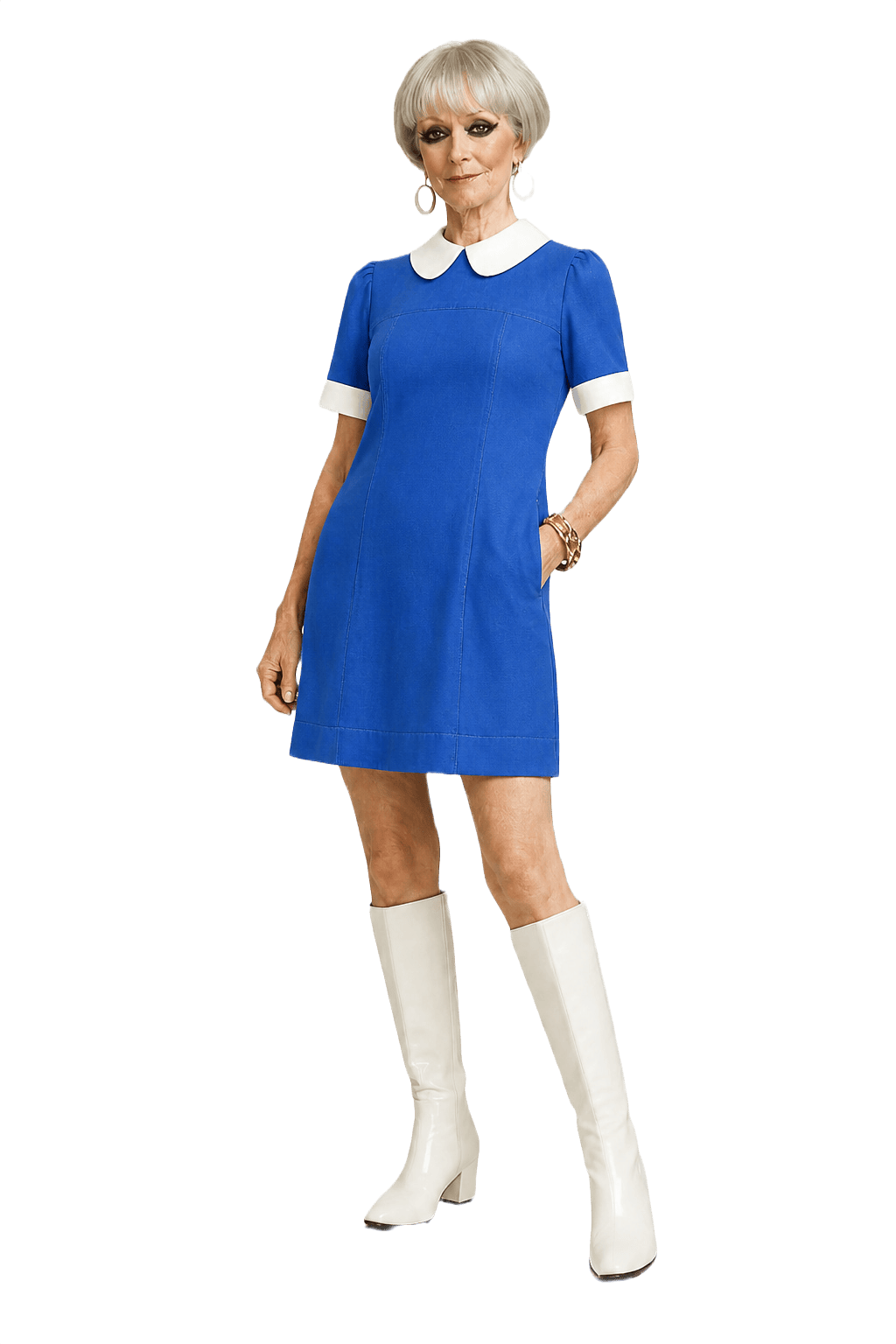 1960s Blue Cotton Dress - Model