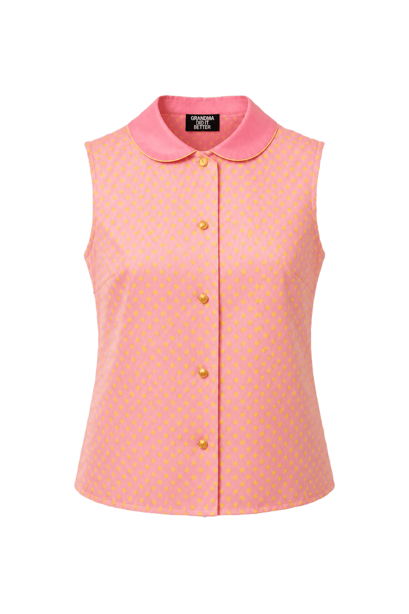 1960s Pink Synthetic Blend Blouse - Front View