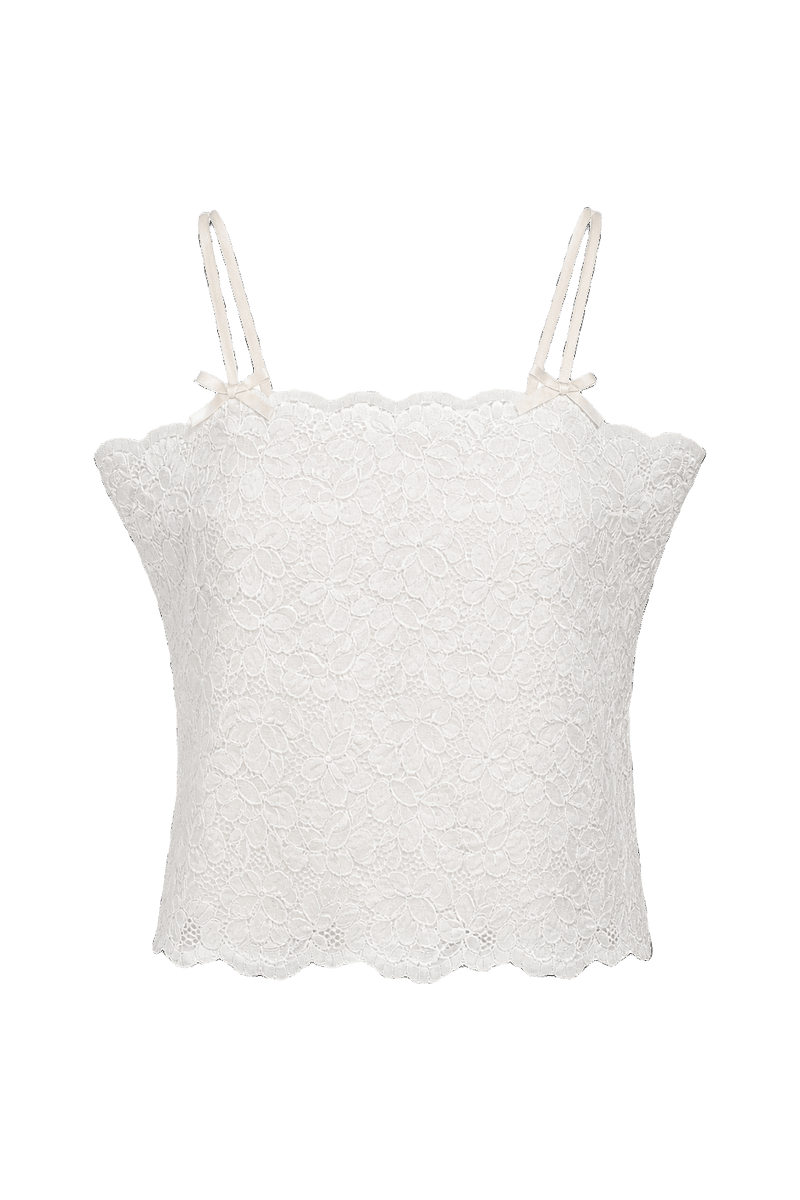 1990s Ivory Synthetic Blend Sleeveless Top - Front View