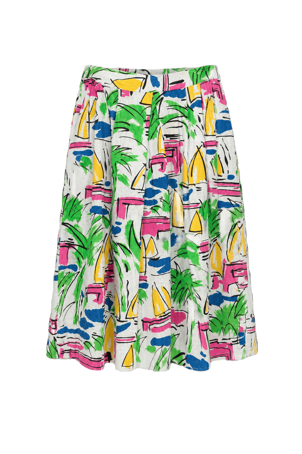 1980s Multi Synthetic Blend Skirt - Front View