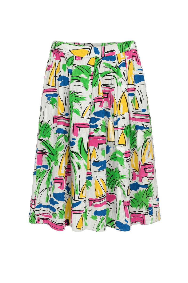 1980s Multi Synthetic Blend Skirt - Front View
