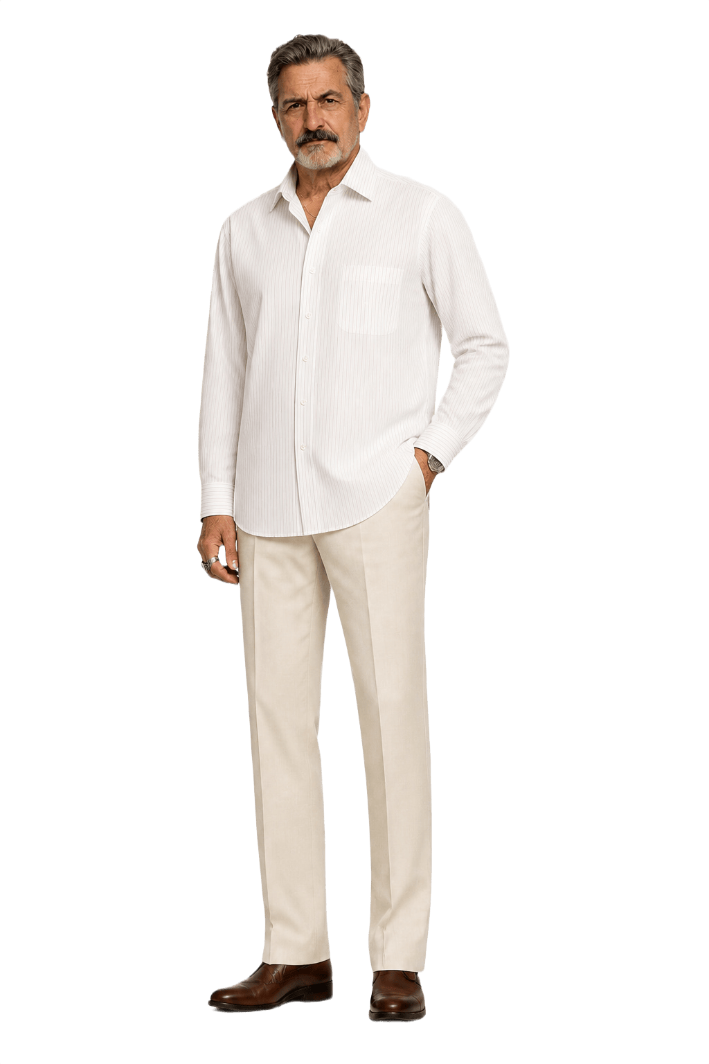 1980s Cream Synthetic Blend Shirt - Model