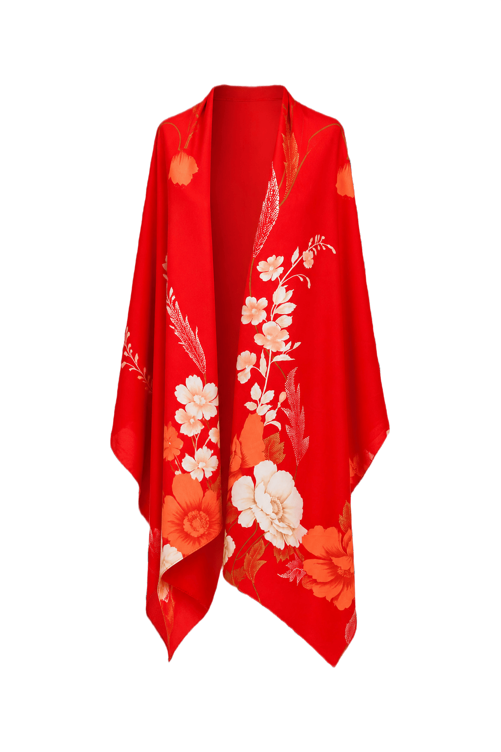 1970s Red Silk Blend Scarf - Front View