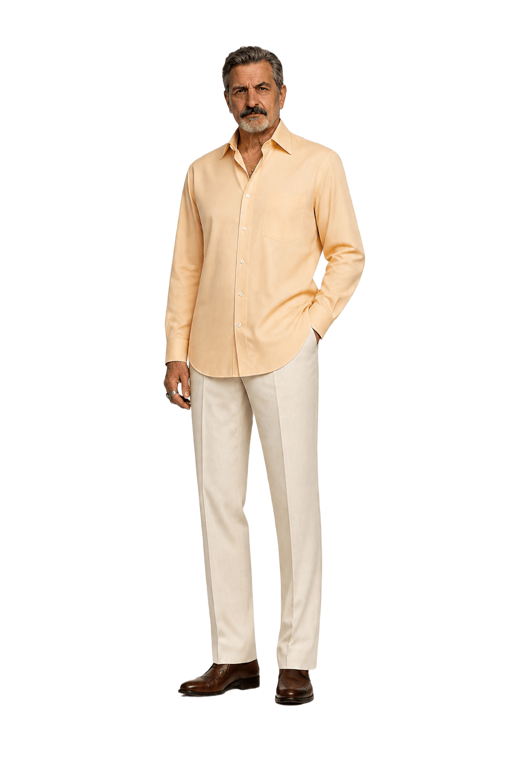 1980s Peach Cotton Shirt - Model