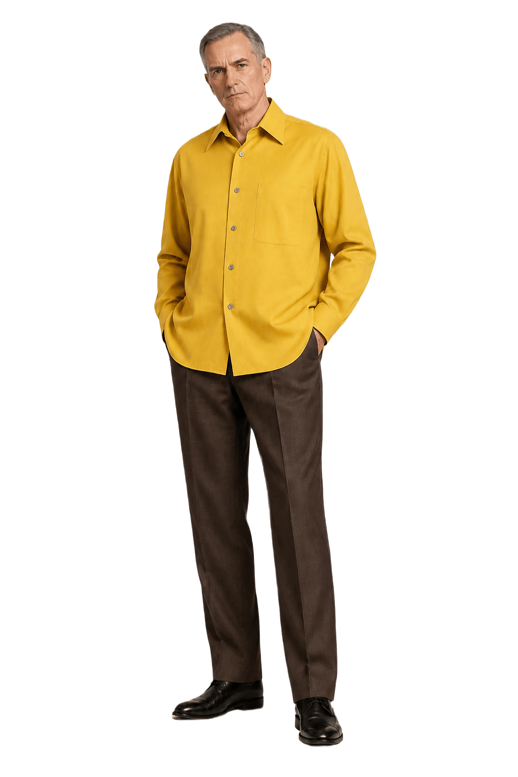 1990s Bright Yellow Synthetic Shirt - Model