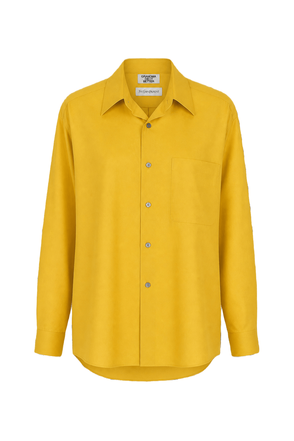 1990s Bright Yellow Synthetic Shirt - Front View