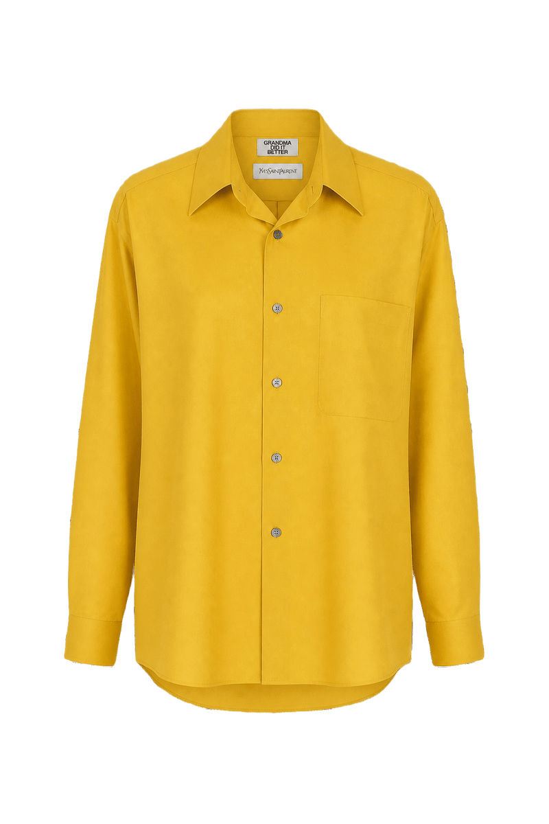 1990s Bright Yellow Synthetic Shirt - Front View