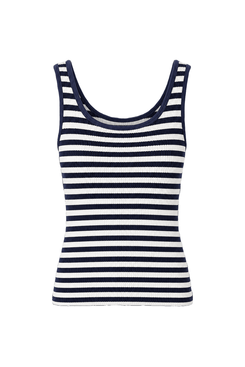 1990s Navy Blue Cotton Blend Tank Top - Front View