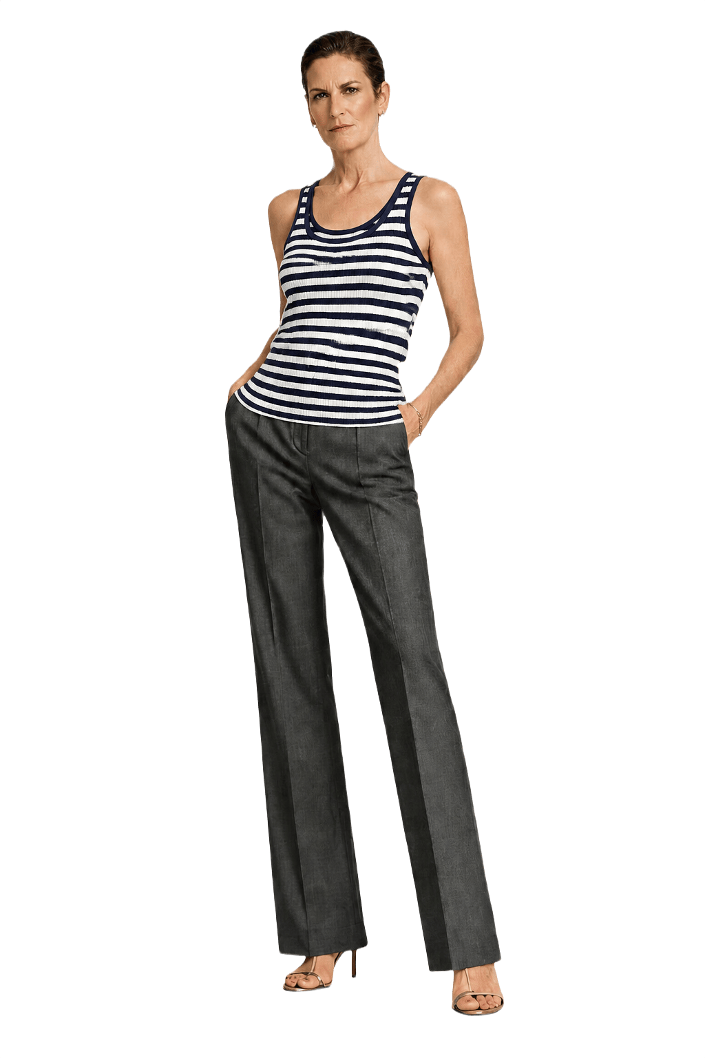 1990s Navy Blue Cotton Blend Tank Top - Model