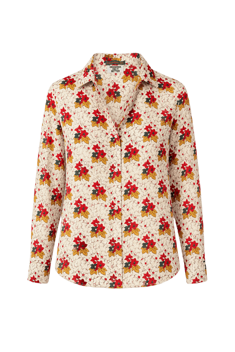 1970s Cream Synthetic Blend Shirt - Front View