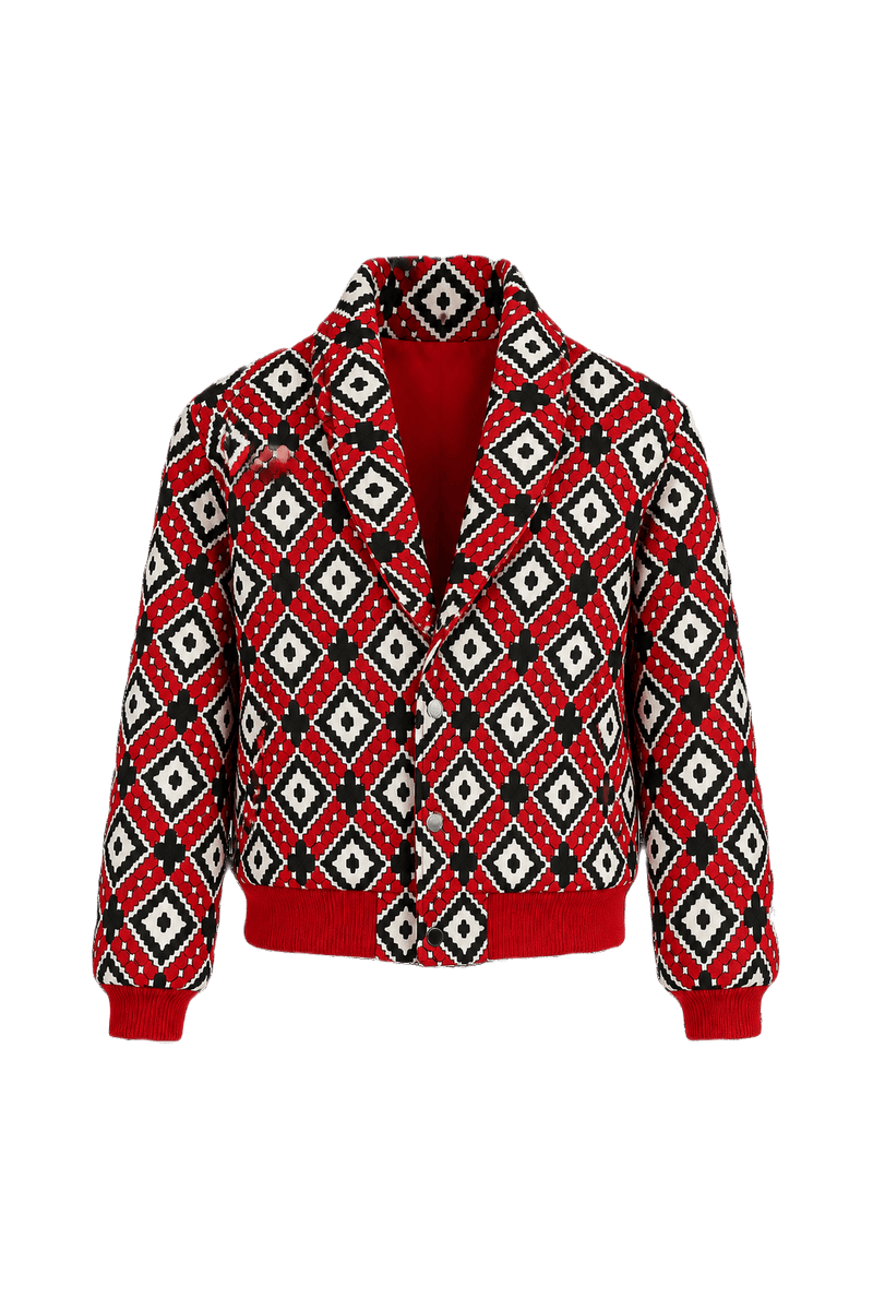 1980s Red Synthetic Blend Jacket - Front View