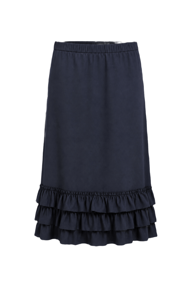 1990s Navy Blue Cotton Skirt - Front View