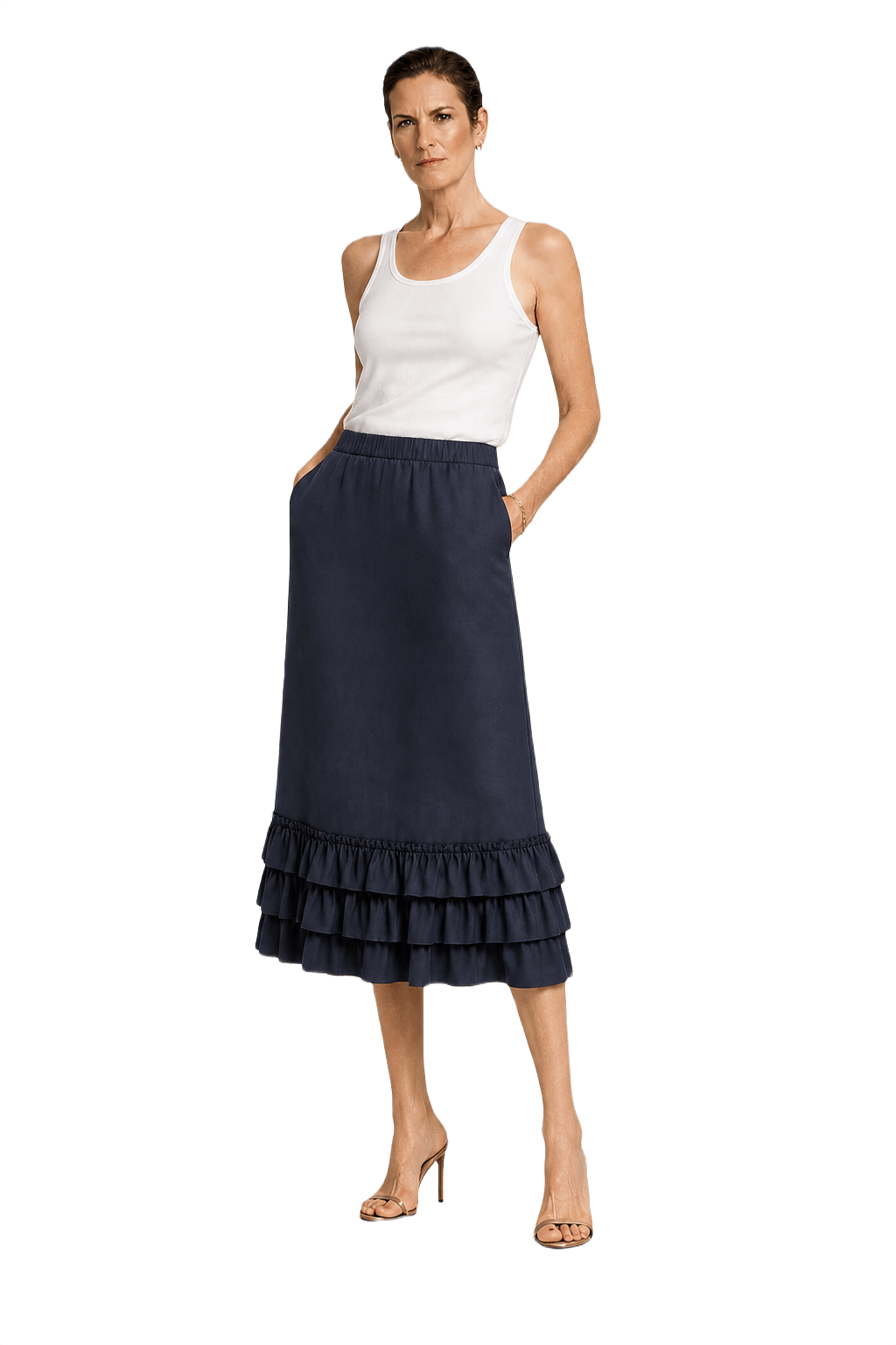 1990s Navy Blue Cotton Skirt - Model