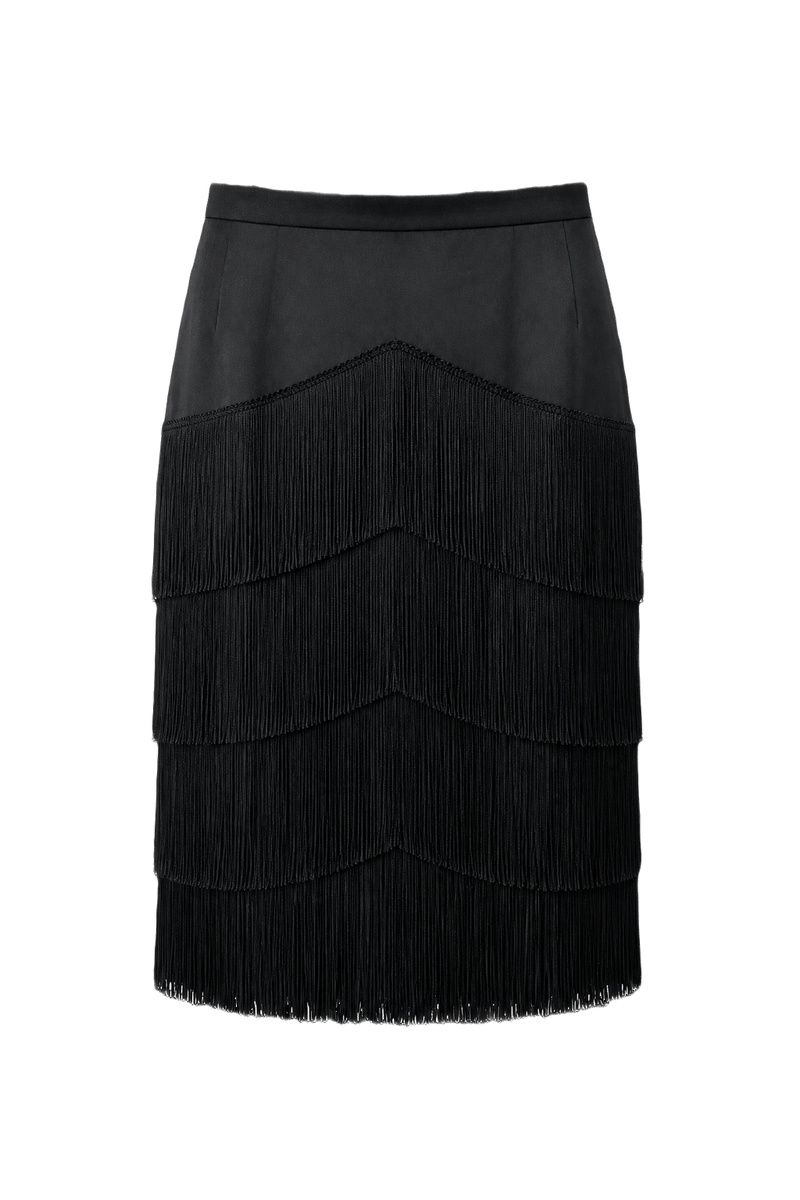 1980s Black Synthetic Skirt - Front View