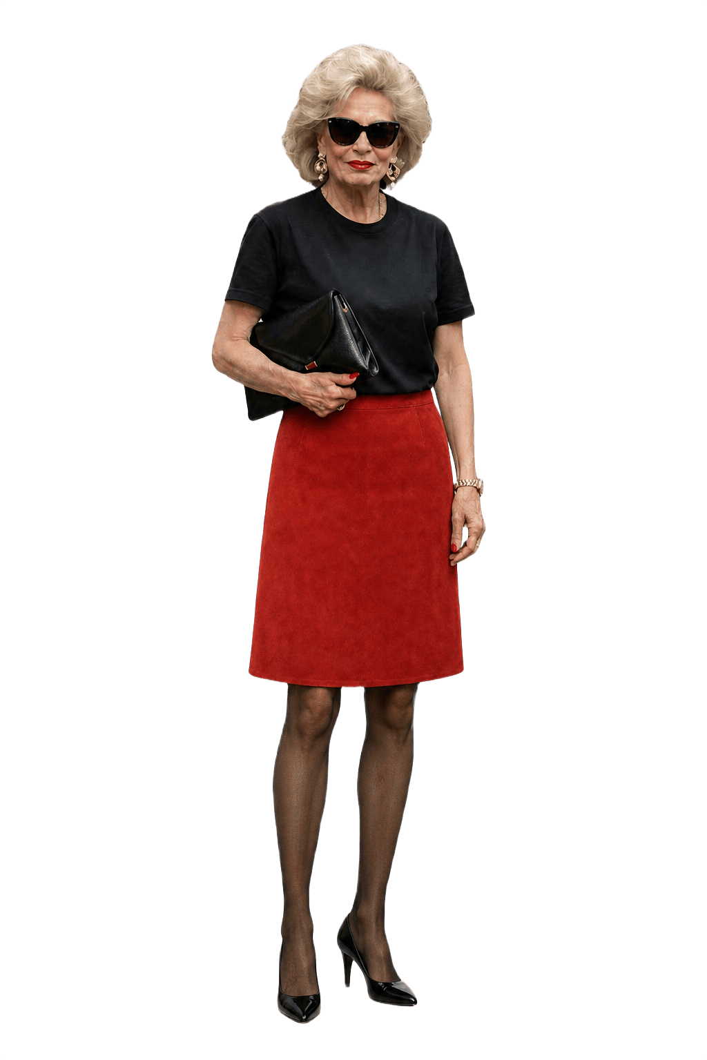 1980s Rust Red Suede Skirt - Model