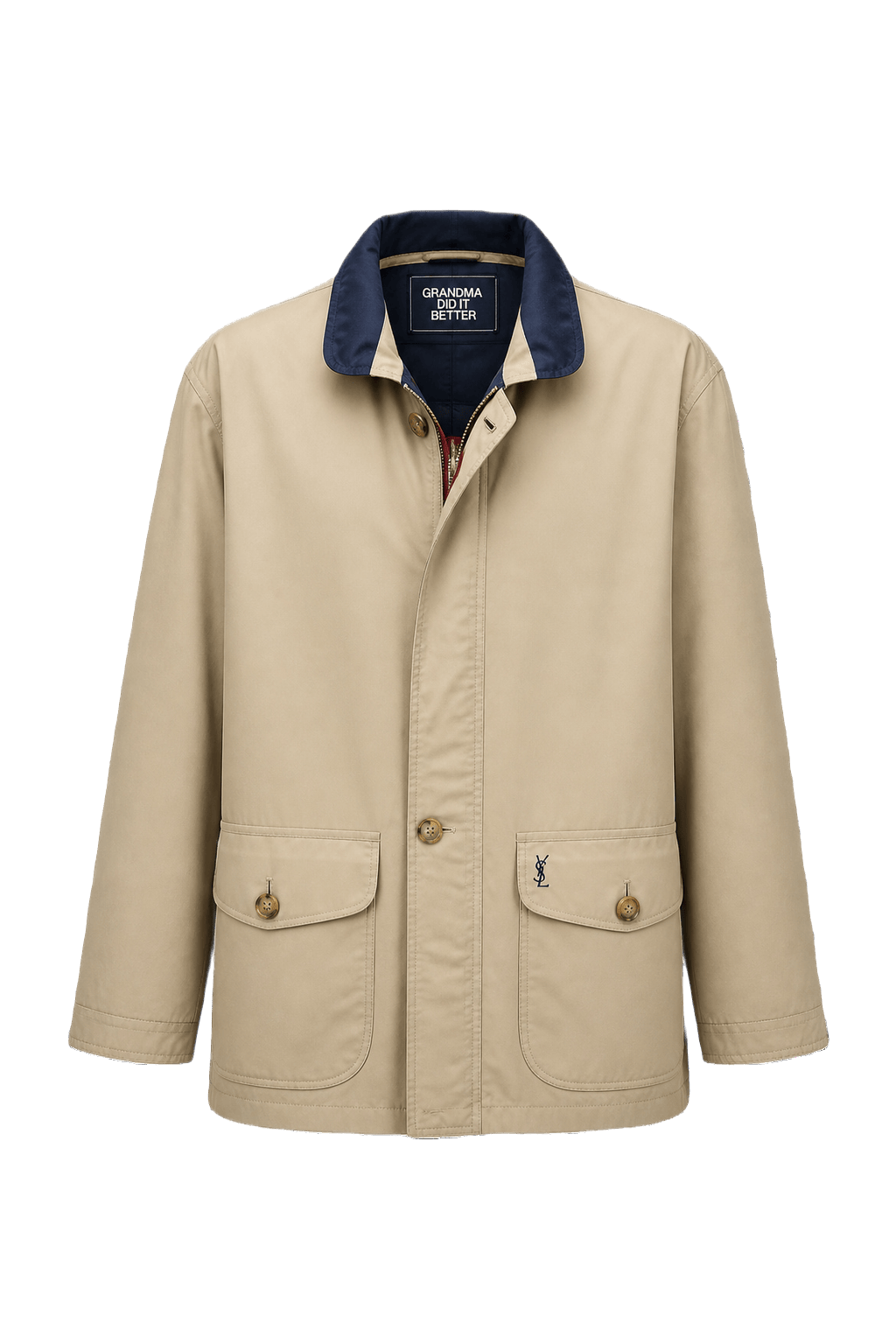 1980s Beige Cotton Blend Jacket - Front View