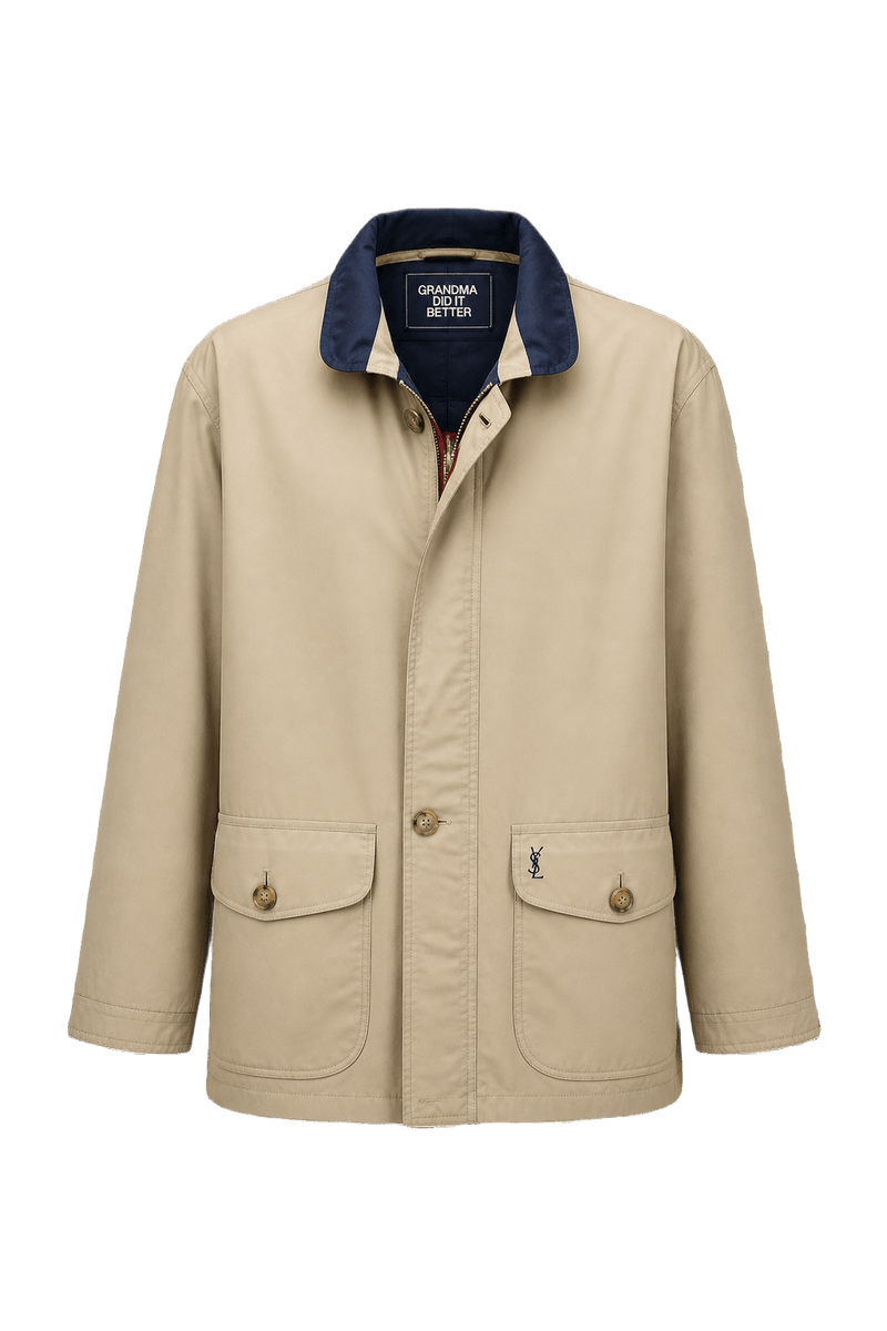 1980s Beige Cotton Blend Jacket - Front View