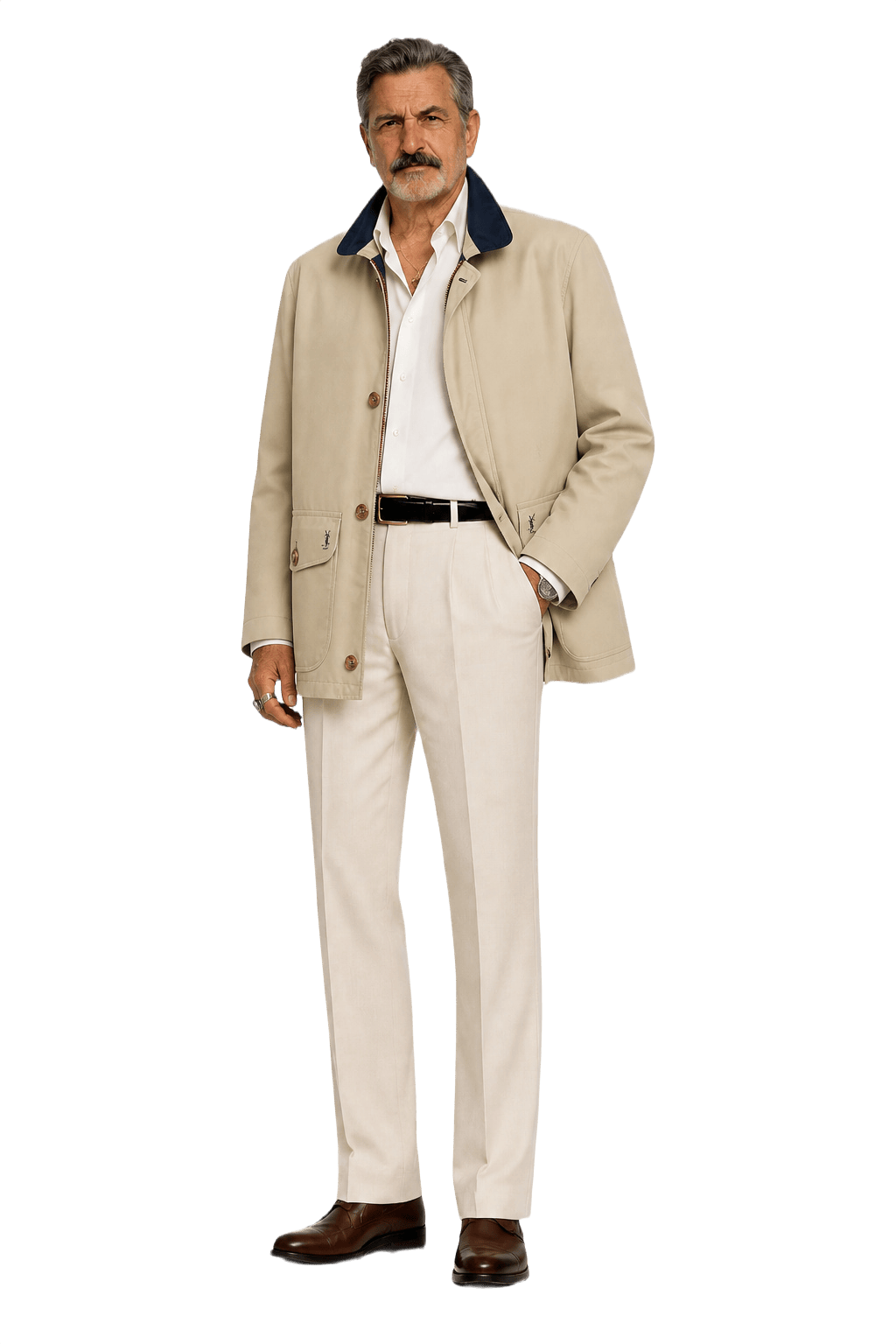 1980s Beige Cotton Blend Jacket - Model