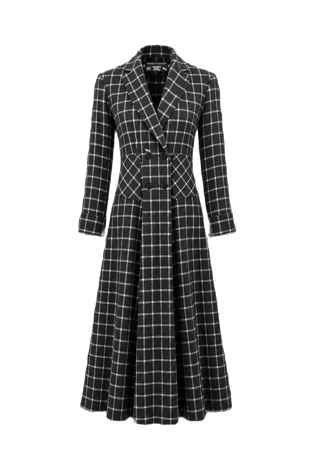 1990s Black Flannel Dress - Front View